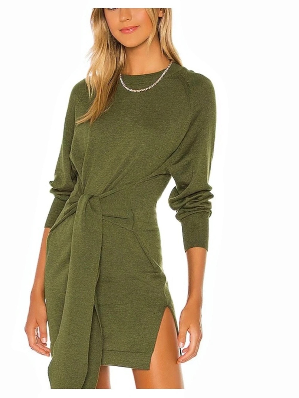 Lovers + Friends Elana Mini Dress Olive Green Medium REVOLVE Tie Waist